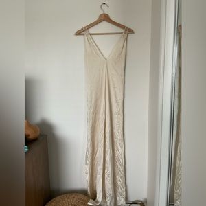 Fred Segal Cream Slip Dress / Nightgown with Slit